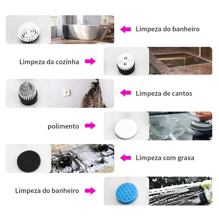 Escova de Limpeza Multifuncional Doméstica Sem Fio - Luxo Premium