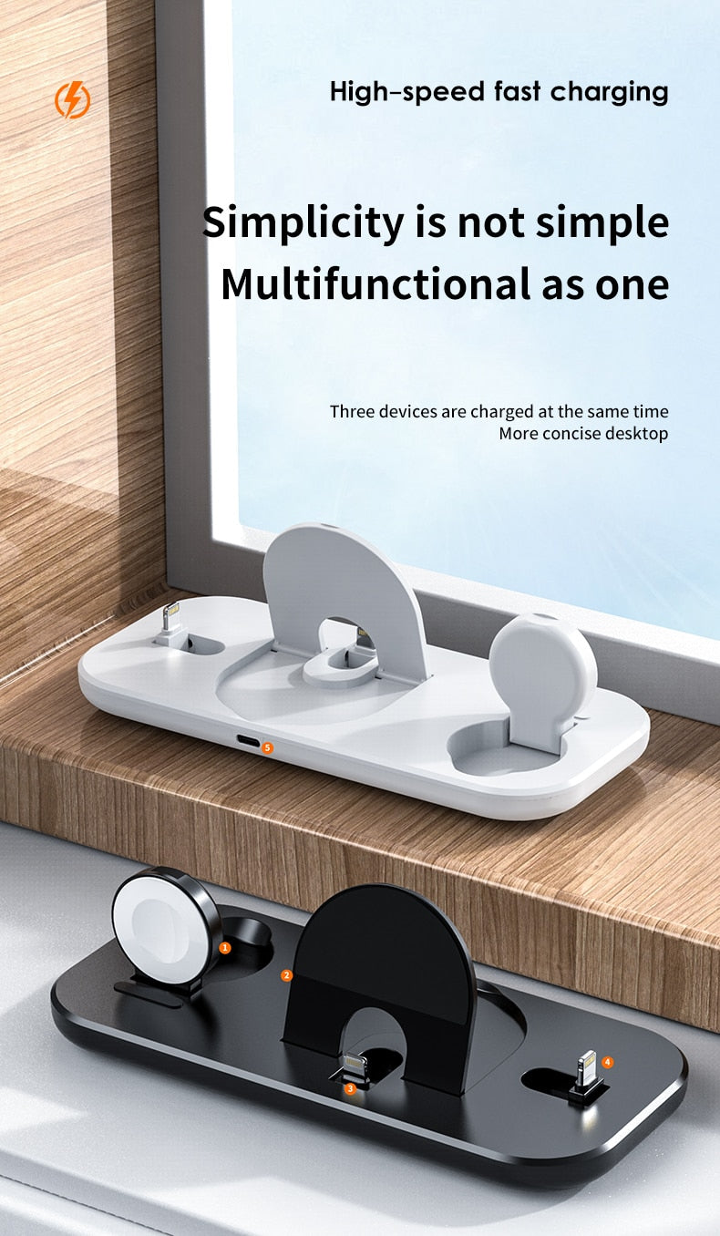 Carregador sem fio 3 em 1,  carregamento rápido  para Celular,  Relógio e Airpods- Luxo Premium