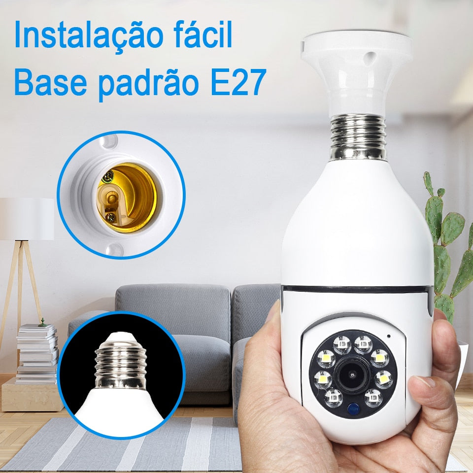 Lâmpada Câmera 5G Wi-Fi, E27 , visão panoramica- Luxo Premium