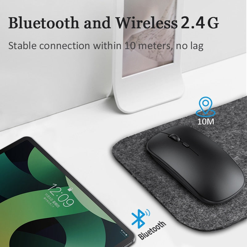 Mouse sem Fio com Bateria Dupla, Silencioso, Bluetooth- Luxo Premium