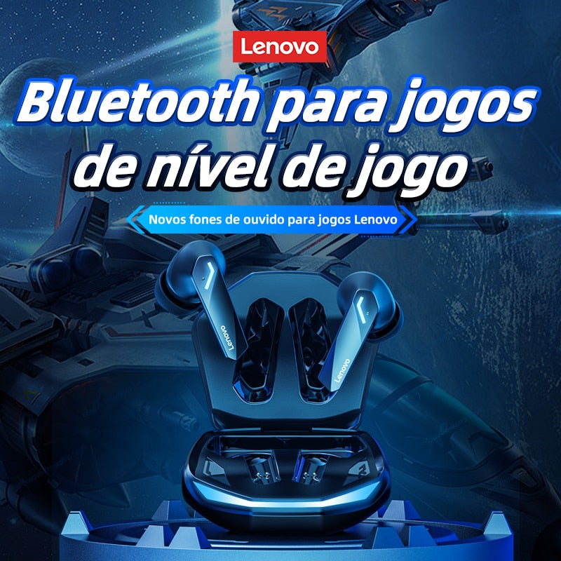 Fone de Ouvido Lenovo GM2 Pro sem Fio com Microfone, Bluetooth 5.3- Luxo Premium