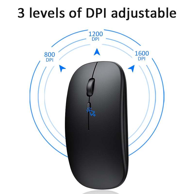 Mouse sem Fio com Bateria Dupla, Silencioso, Bluetooth- Luxo Premium